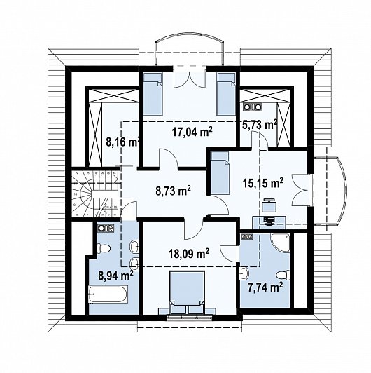 Практичный  дом в два этажа